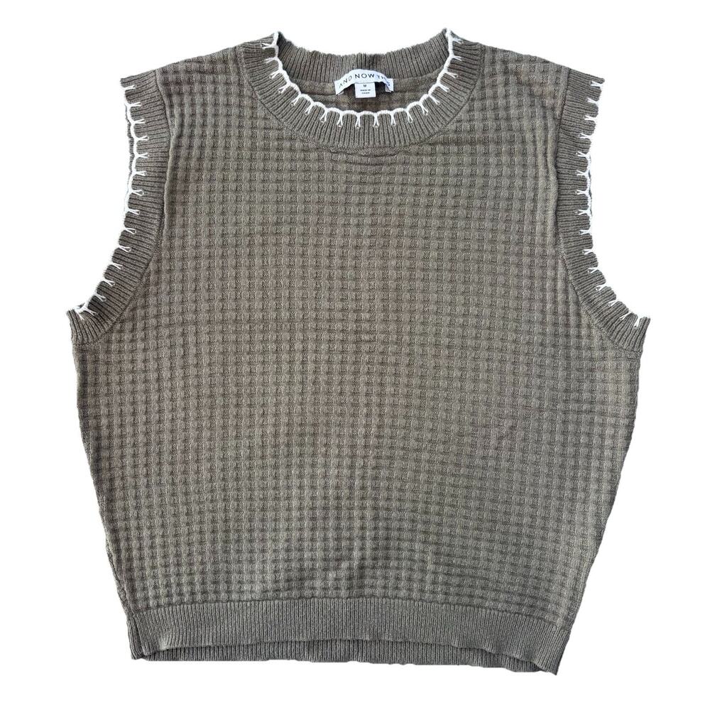 And Now This Olive Green Sweater Top Scalloped Classic Women’s Size Medium